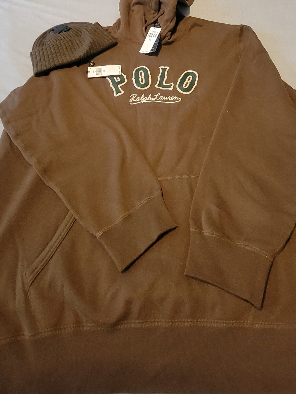 XXL Polo Ralph Lauren hoodie with beanie.